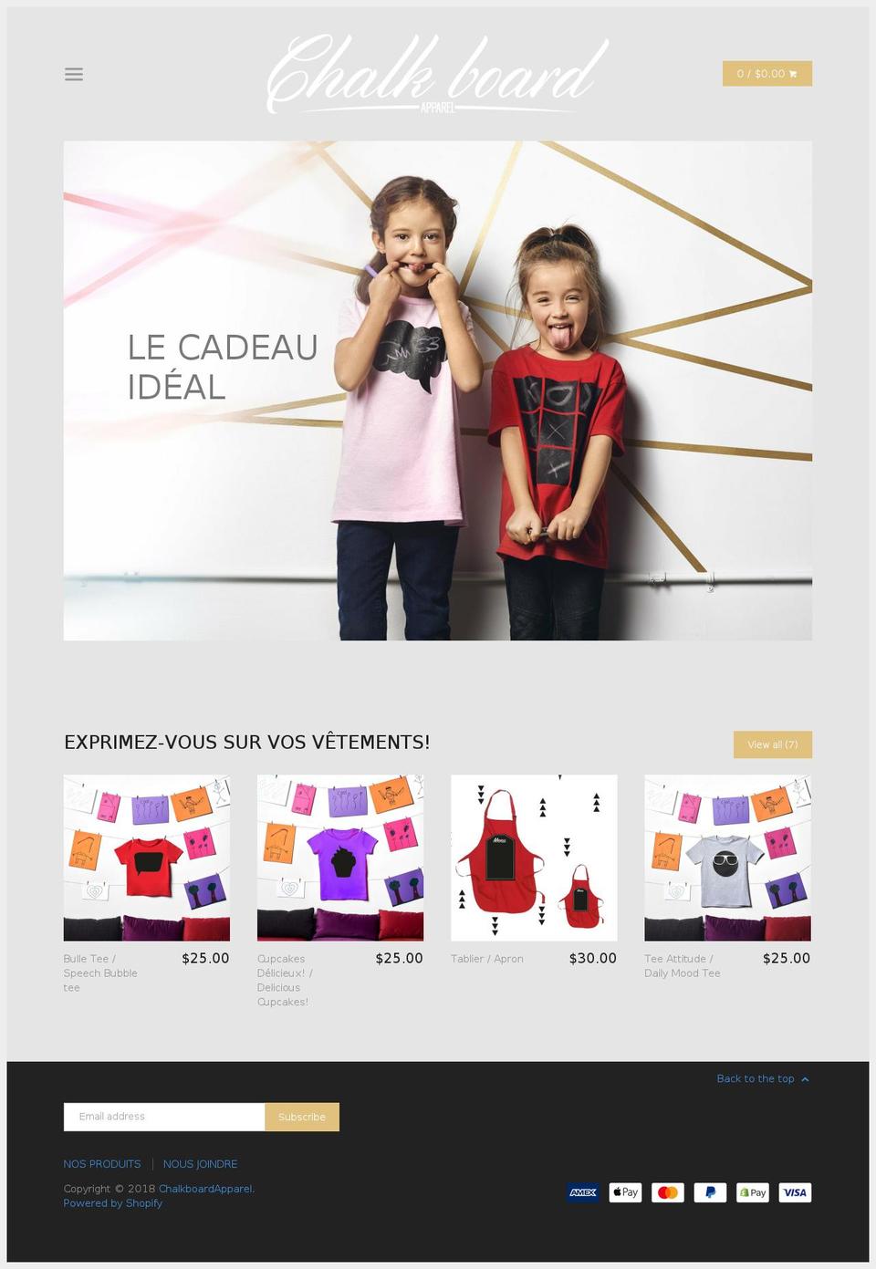 chalkboardapparel.com — Shopify storefront screenshot