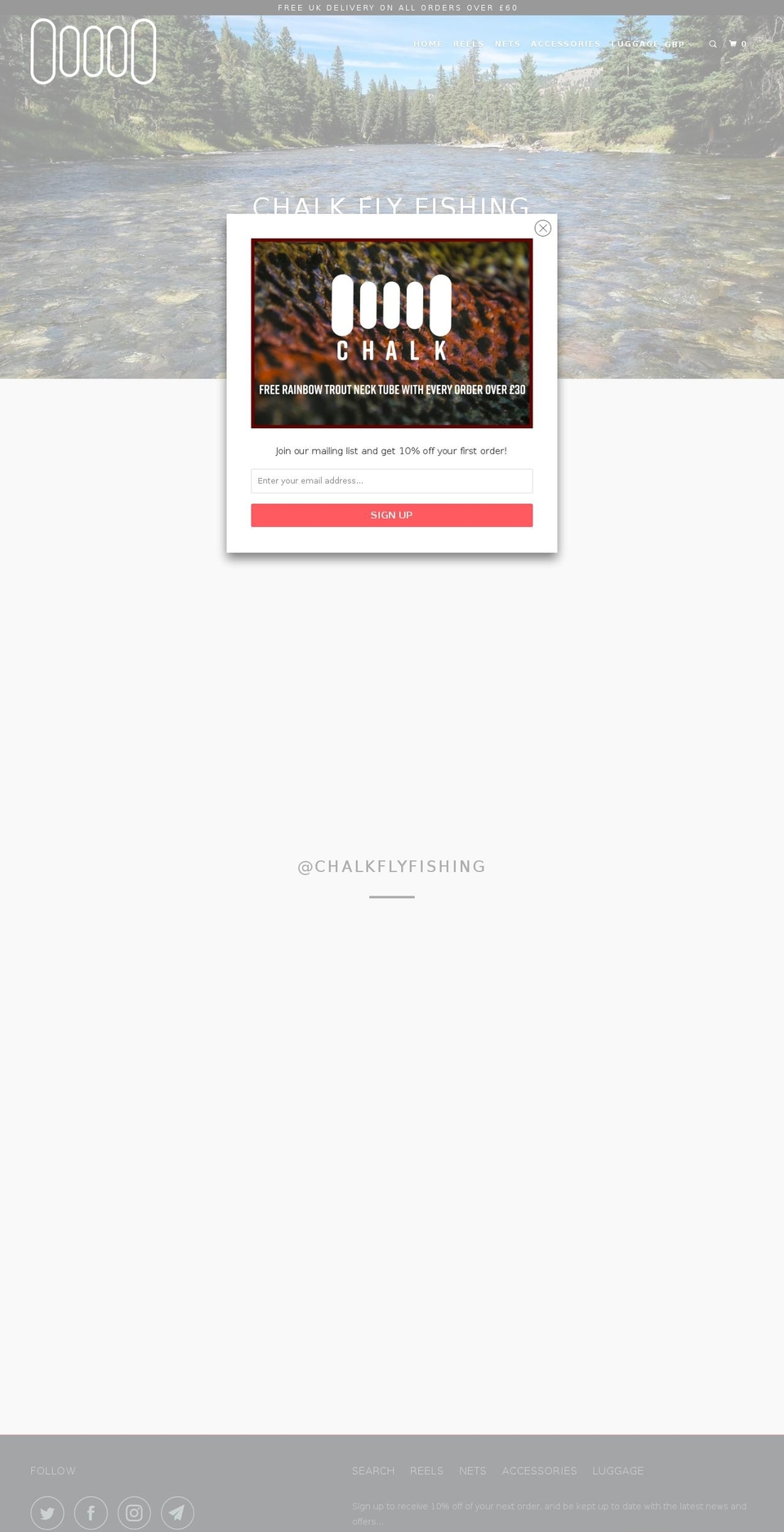 chalkflyfishing.com — Shopify storefront screenshot