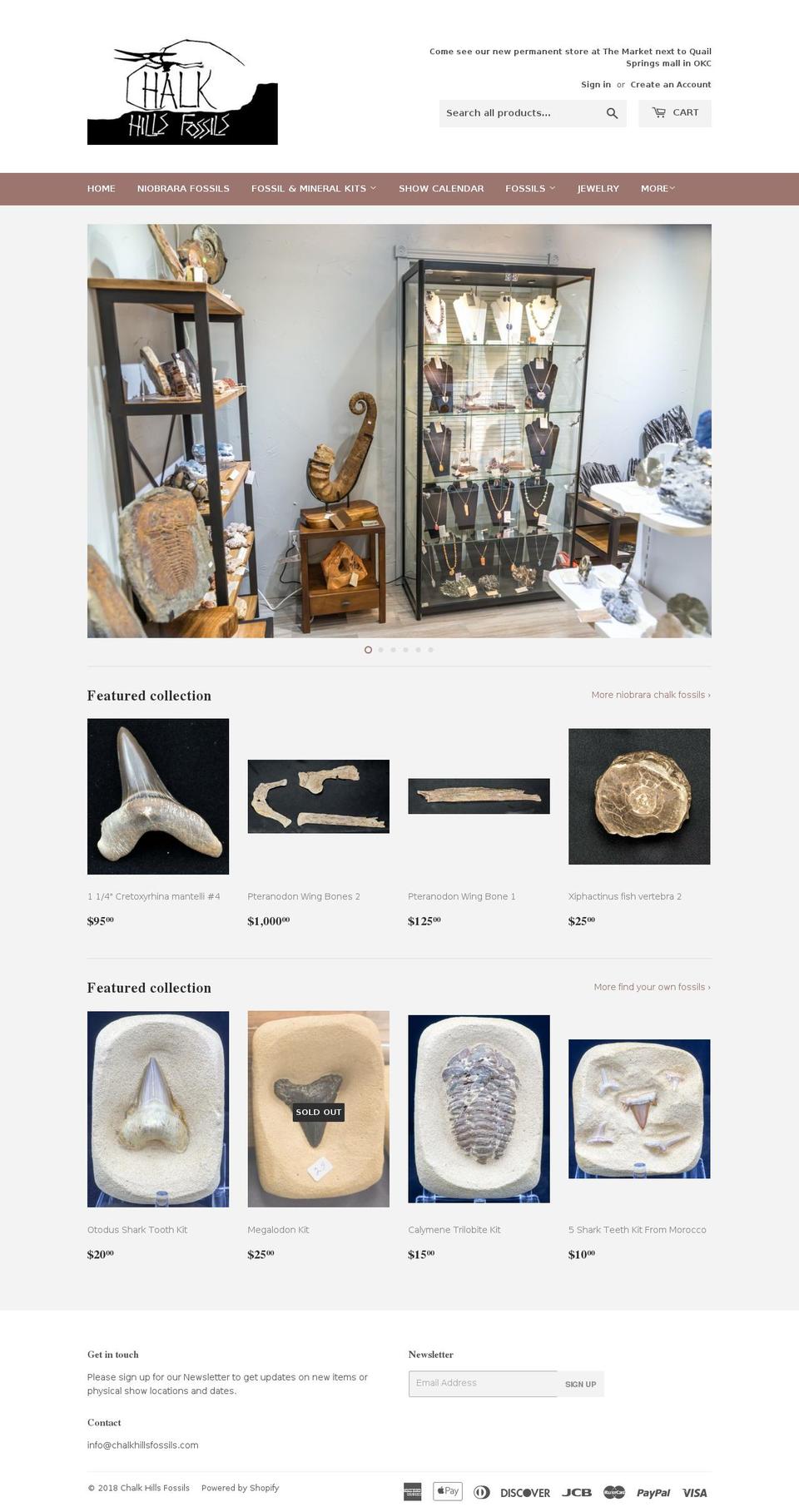chalkhillsfossils.com — Shopify storefront screenshot