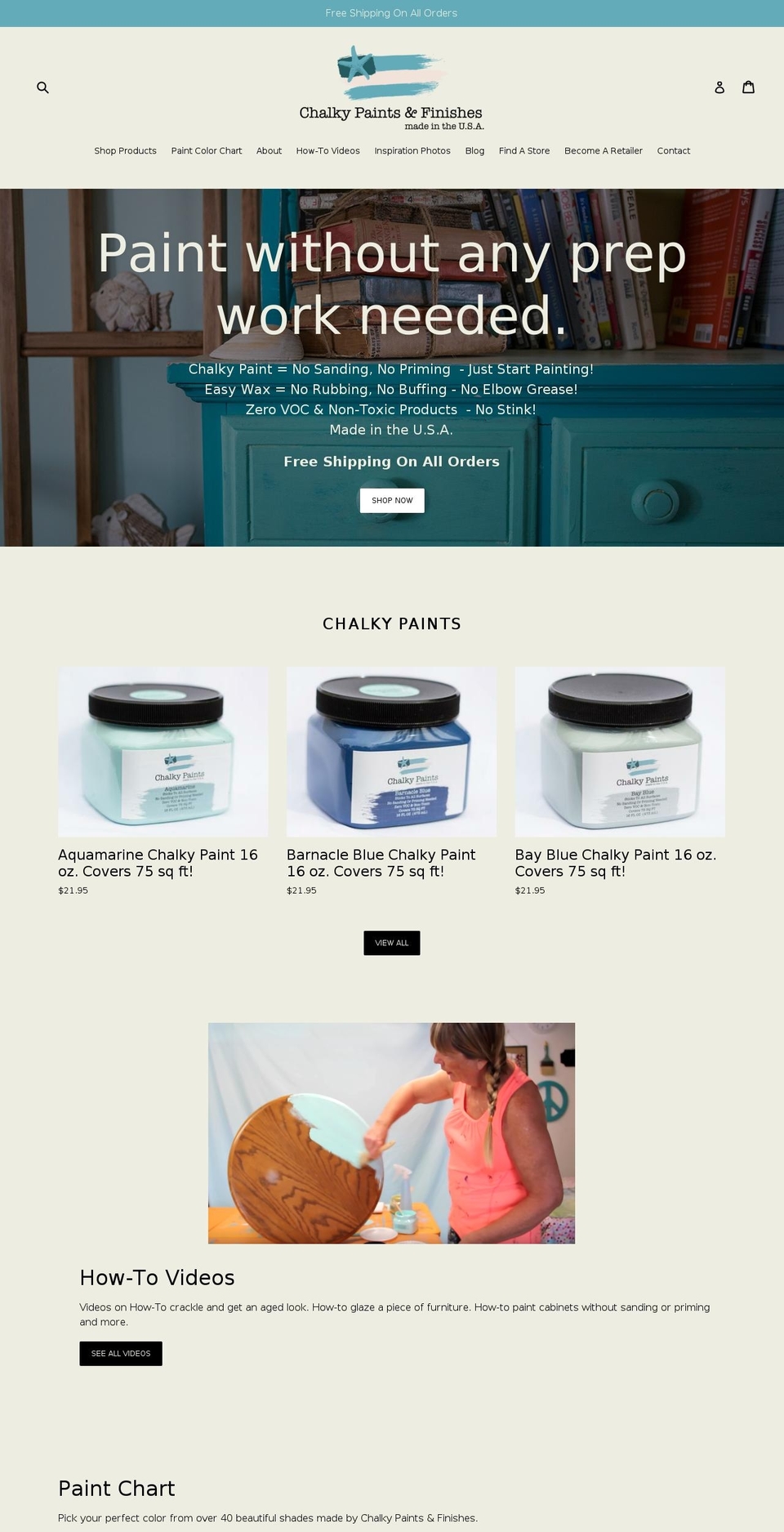 chalkypaintsandfinishes.com — Shopify storefront screenshot