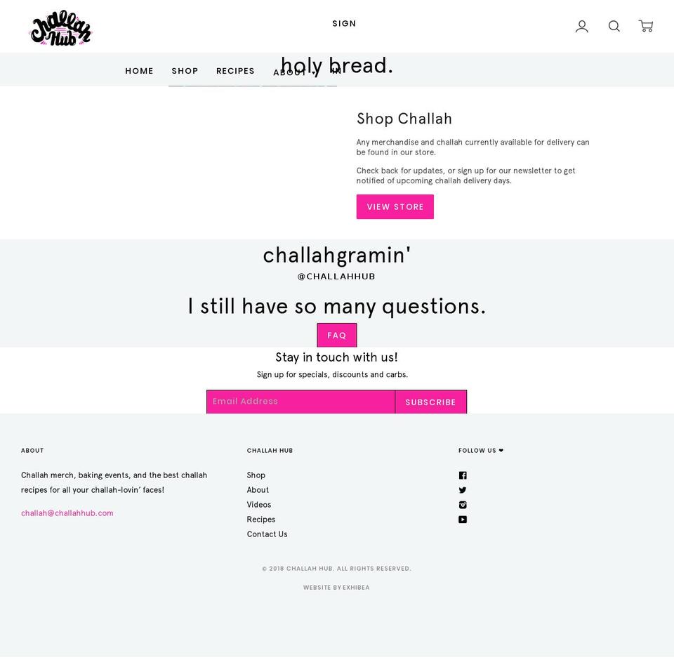 challahhub.com shopify website screenshot