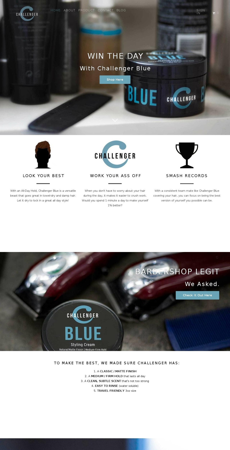 challengerhaircare.com shopify website screenshot