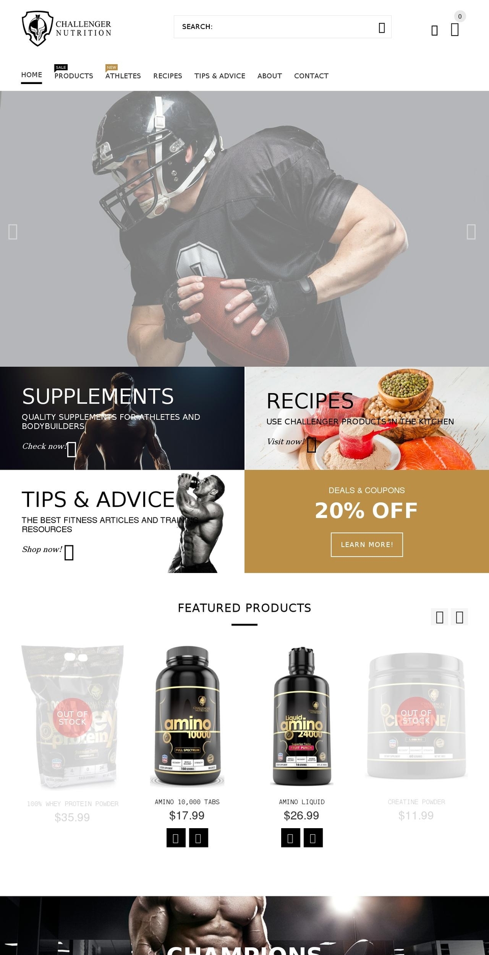challengernutrition.com shopify website screenshot