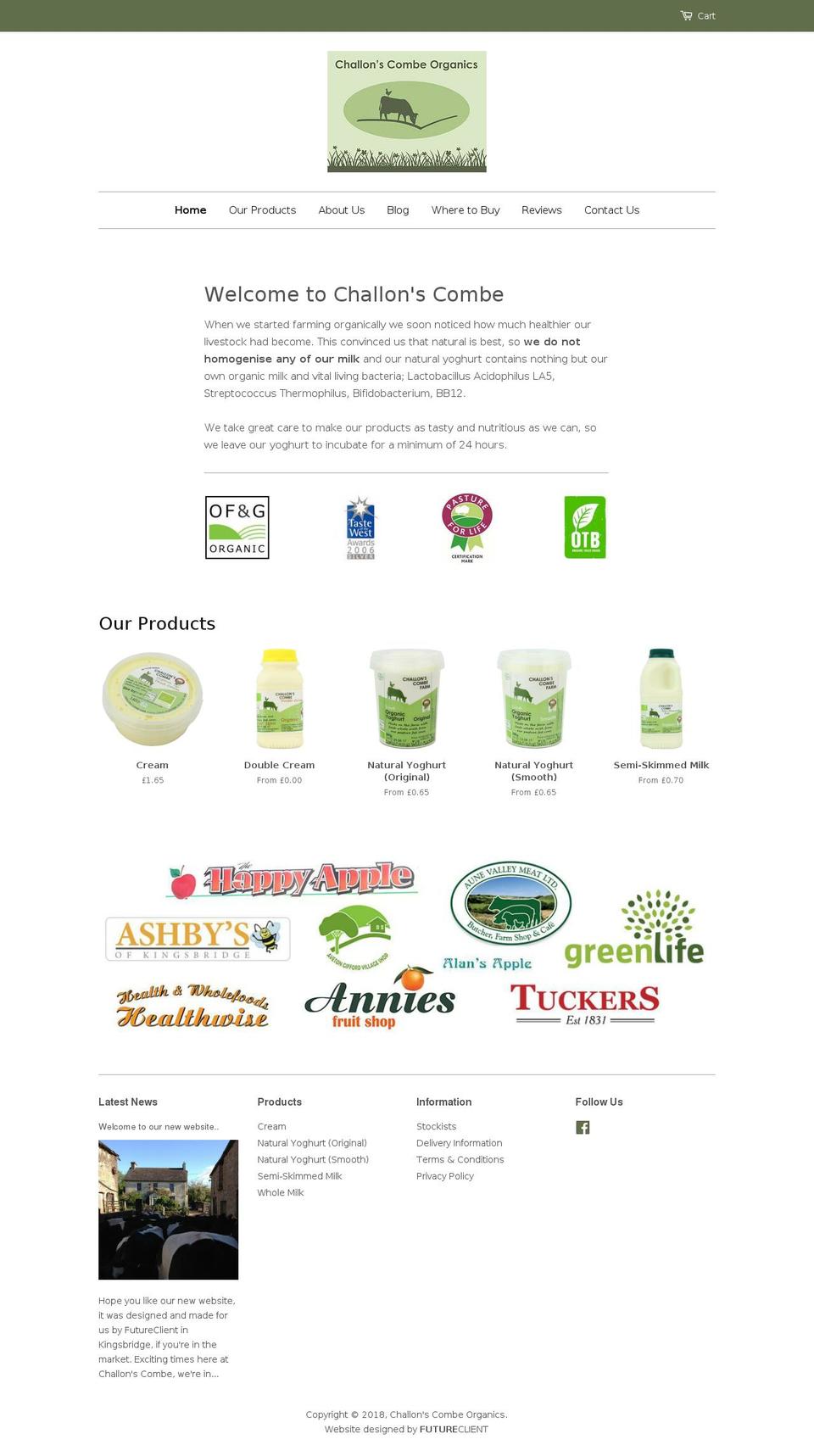 challonscombeorganics.co.uk shopify website screenshot