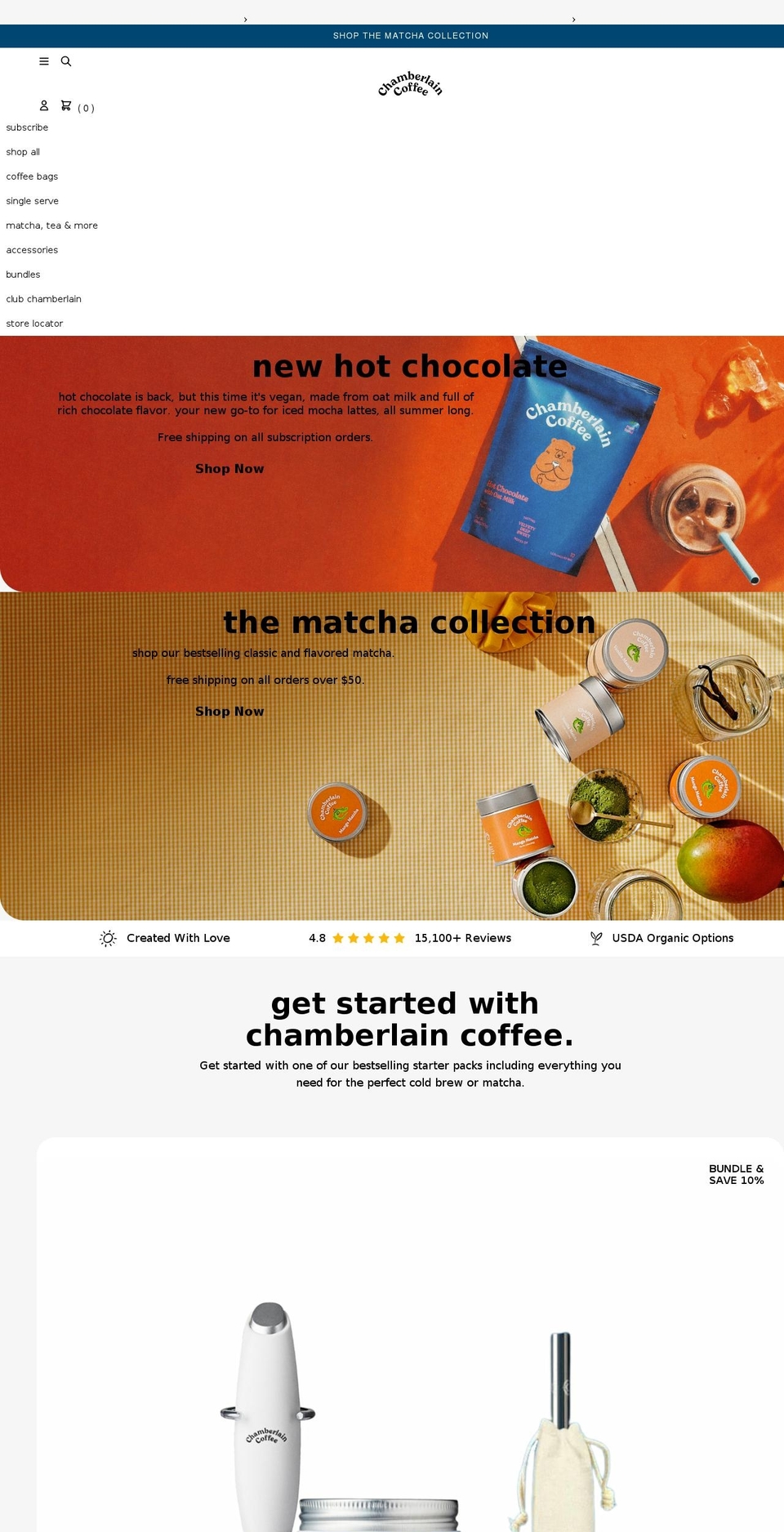 chamberlaincoffee.com shopify website screenshot