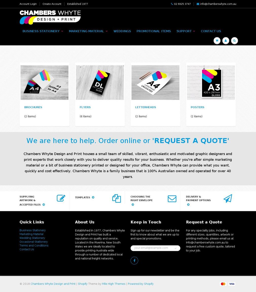 chamberswhyte.com.au shopify website screenshot