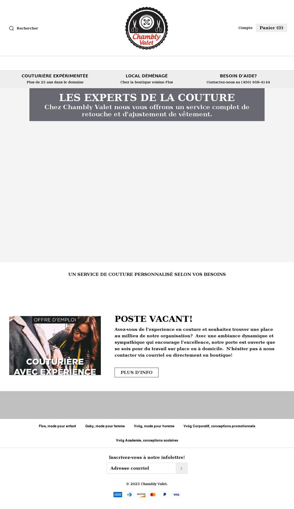 chamblyvalet.com shopify website screenshot