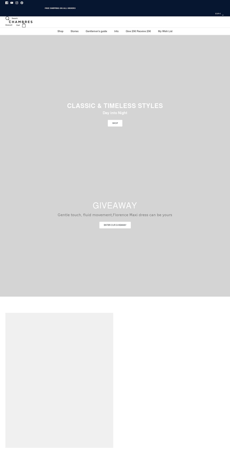 chambressweden.com shopify website screenshot