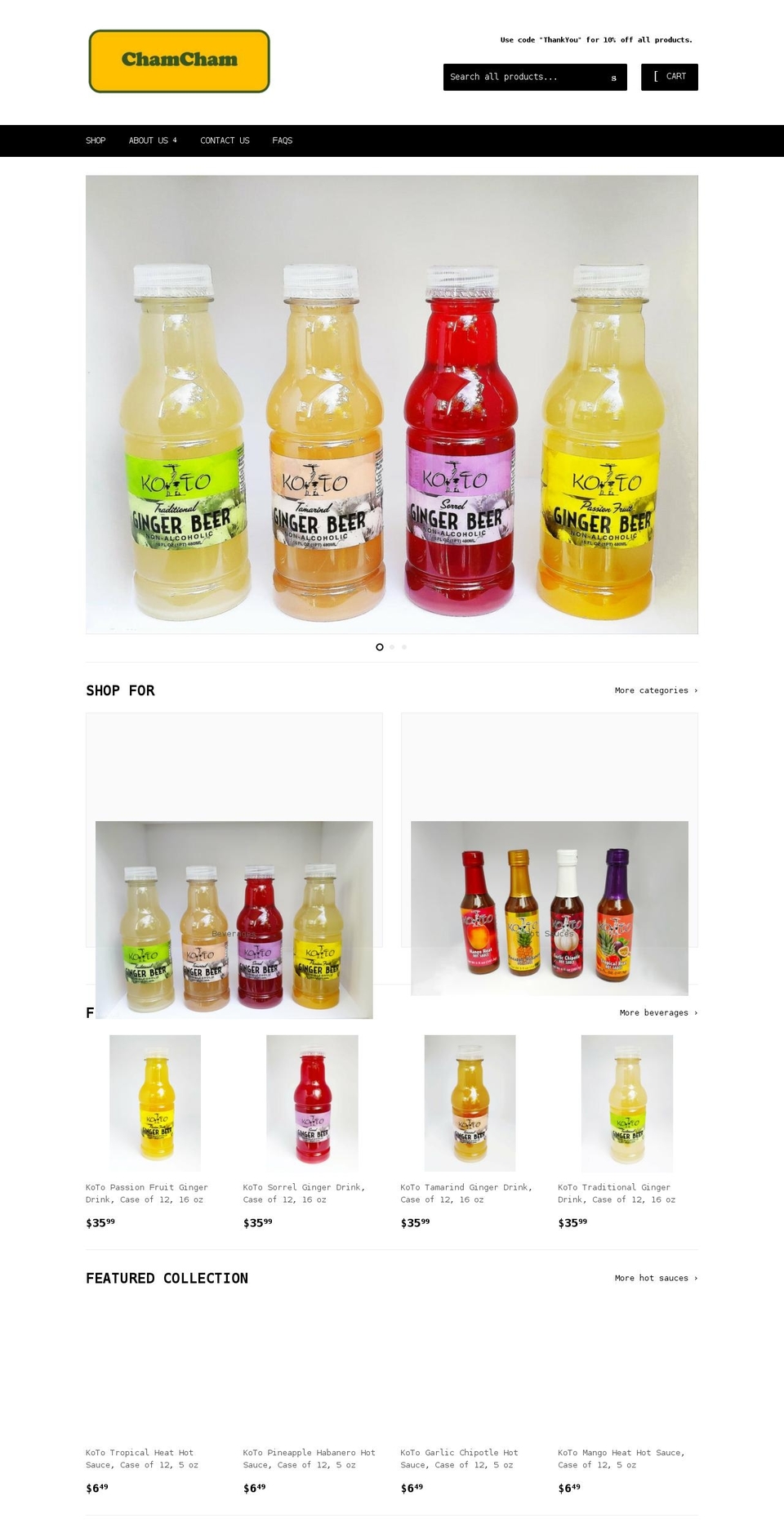 chamchamfoods.com shopify website screenshot
