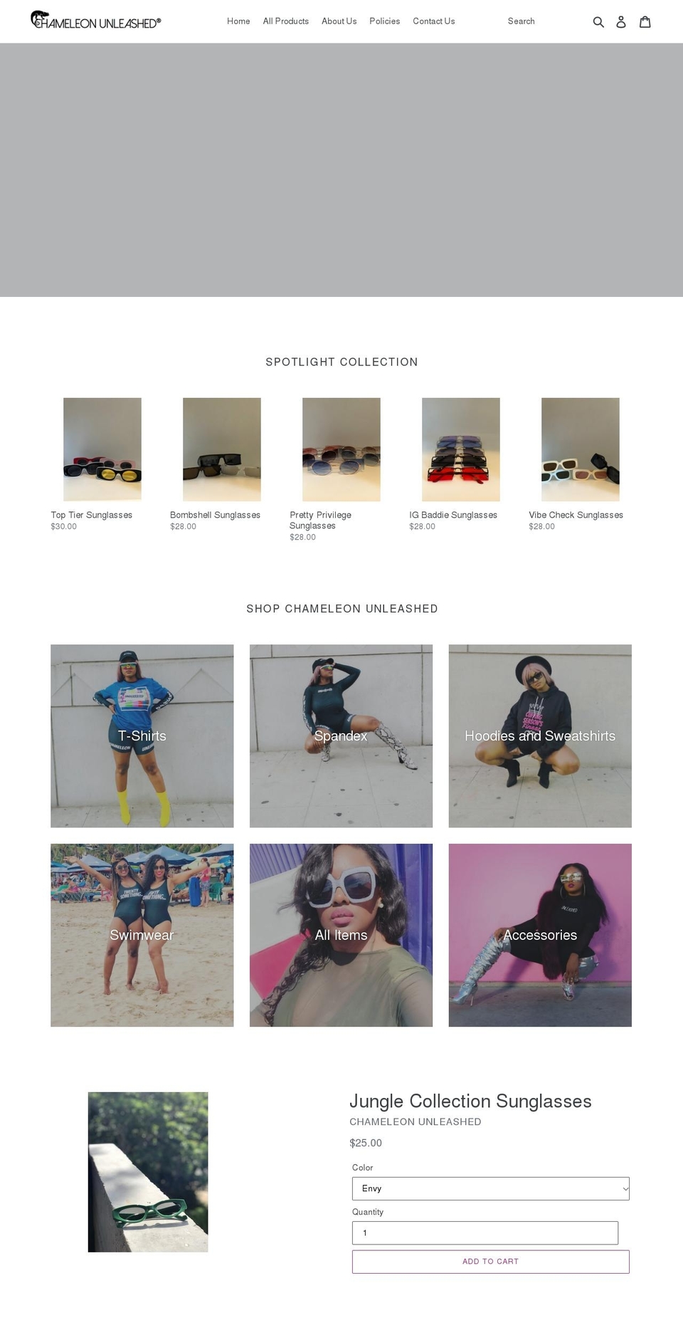 chameleonunleashedstore.com shopify website screenshot