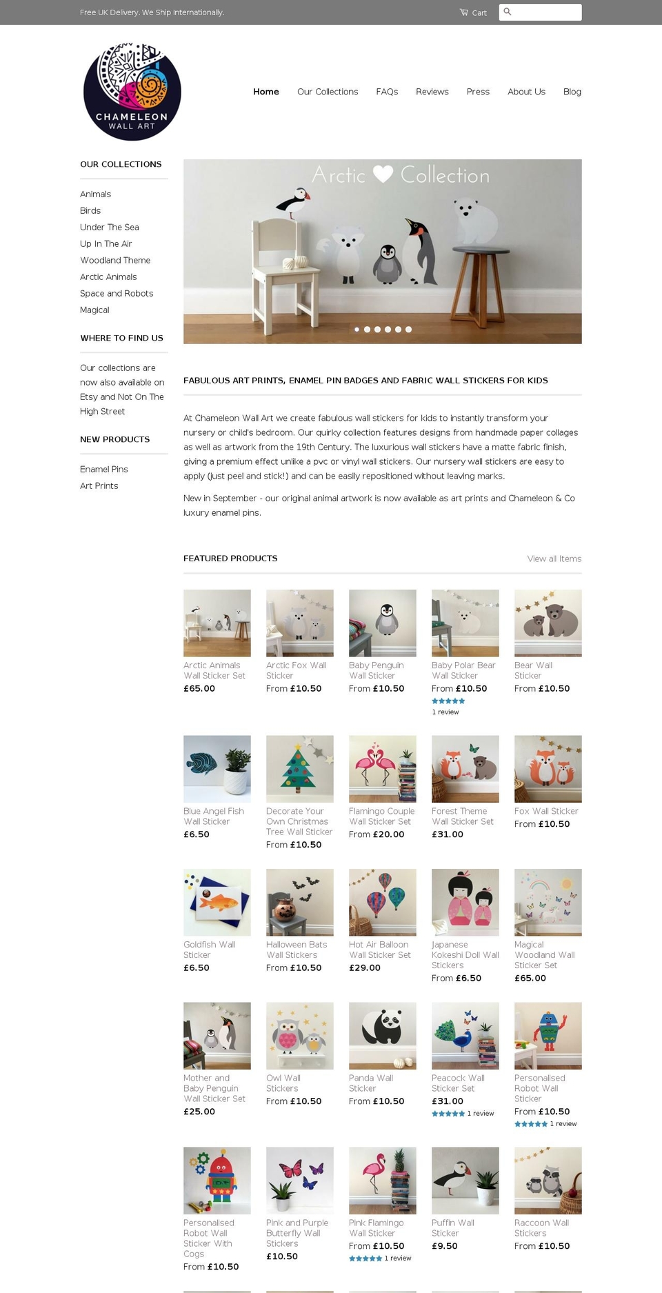 chameleonwallart.com — Shopify storefront screenshot