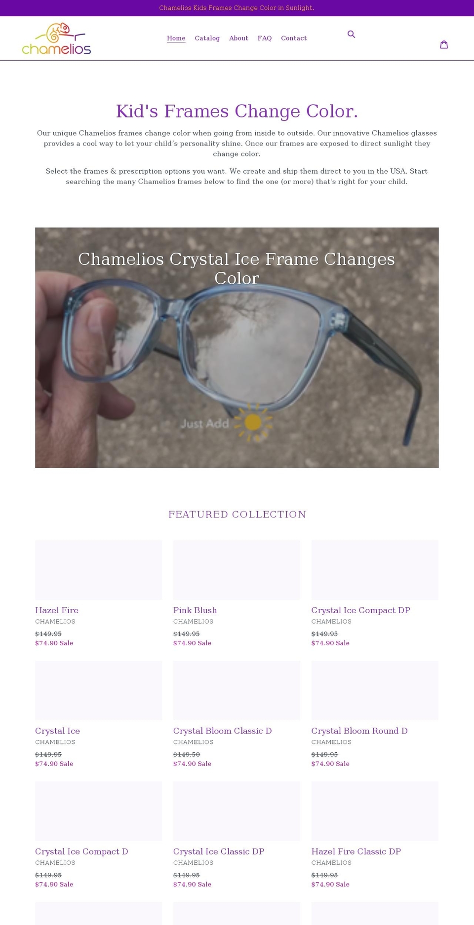 chamelios.com shopify website screenshot