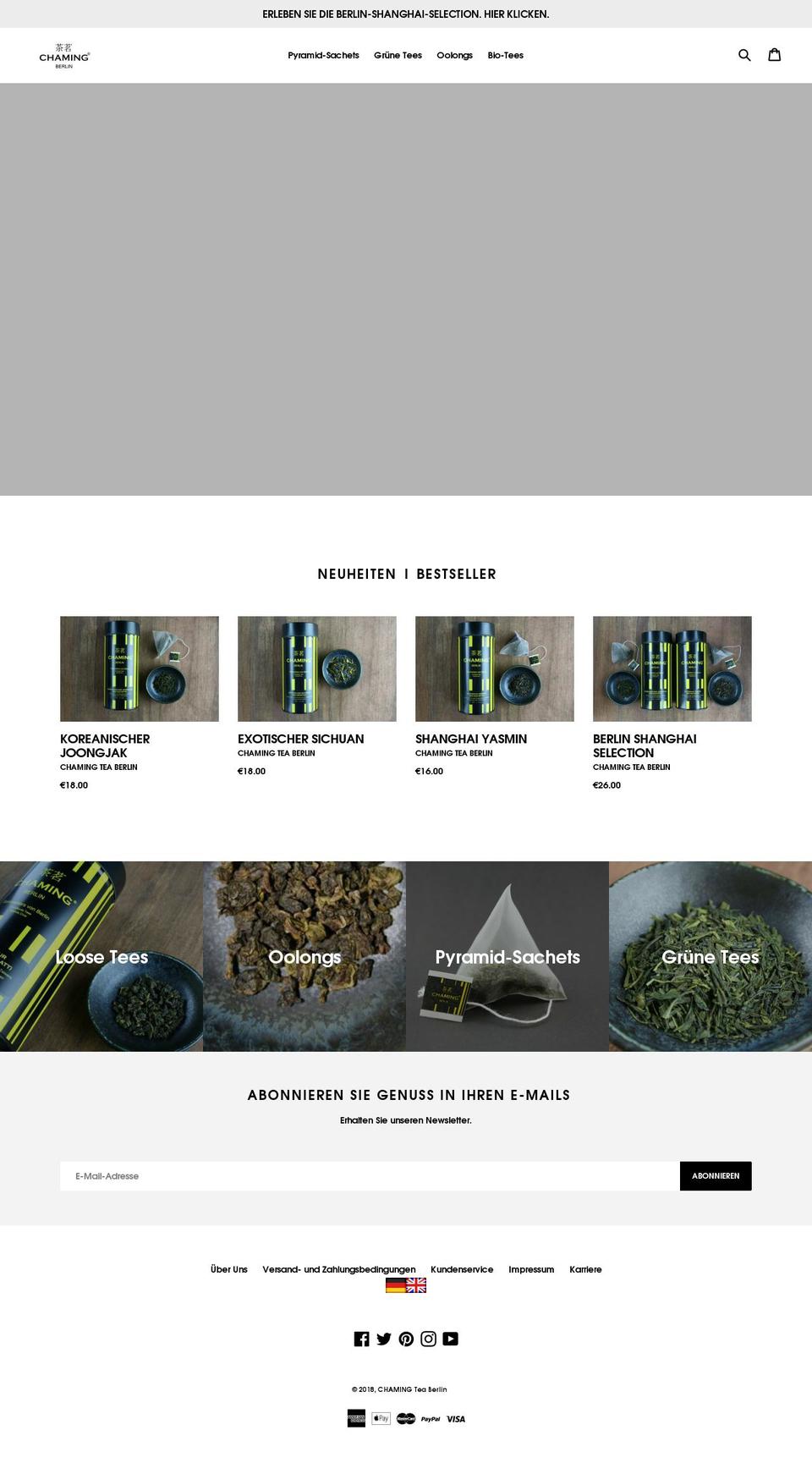 chamingtea.com — Shopify storefront screenshot