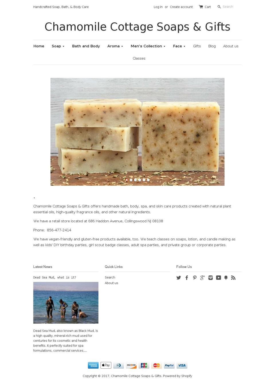 chamomilecottage.com shopify website screenshot