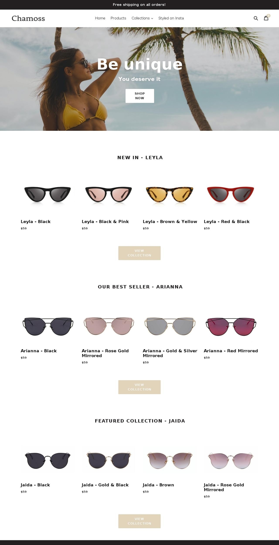 chamoss.com — Shopify storefront screenshot