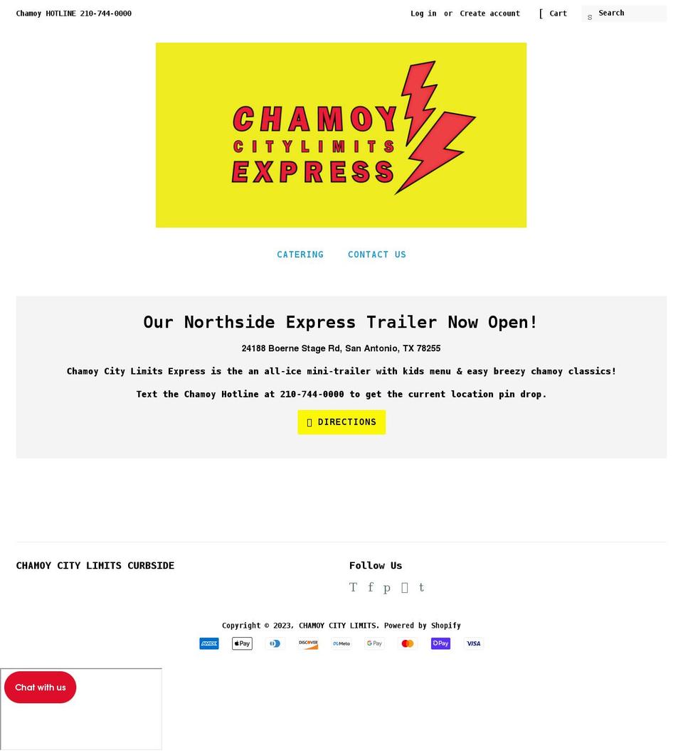 chamoycitylimits.com shopify website screenshot