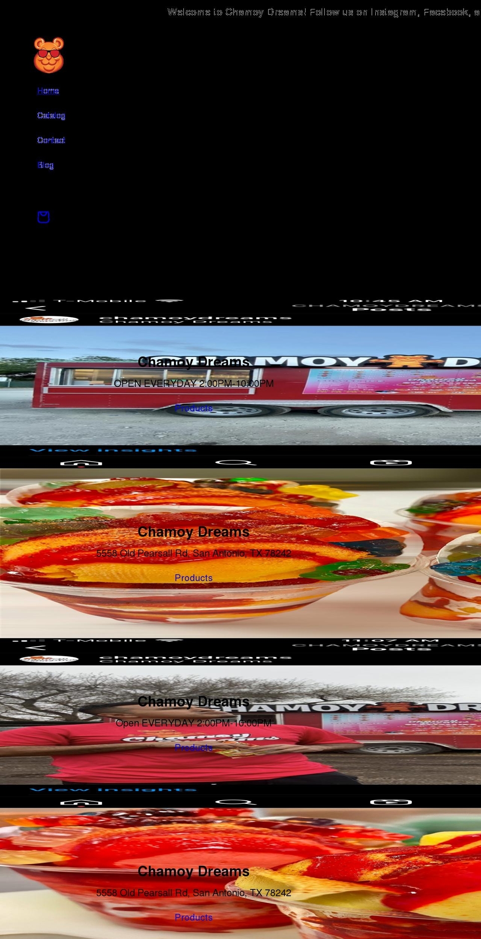 chamoydreams.com shopify website screenshot