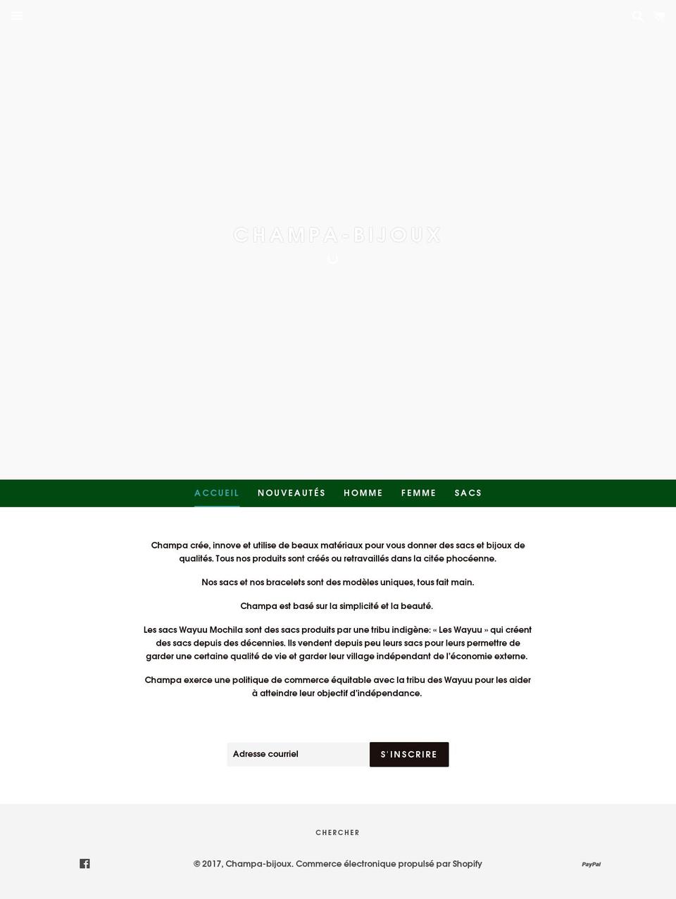 champa-bijoux.com shopify website screenshot