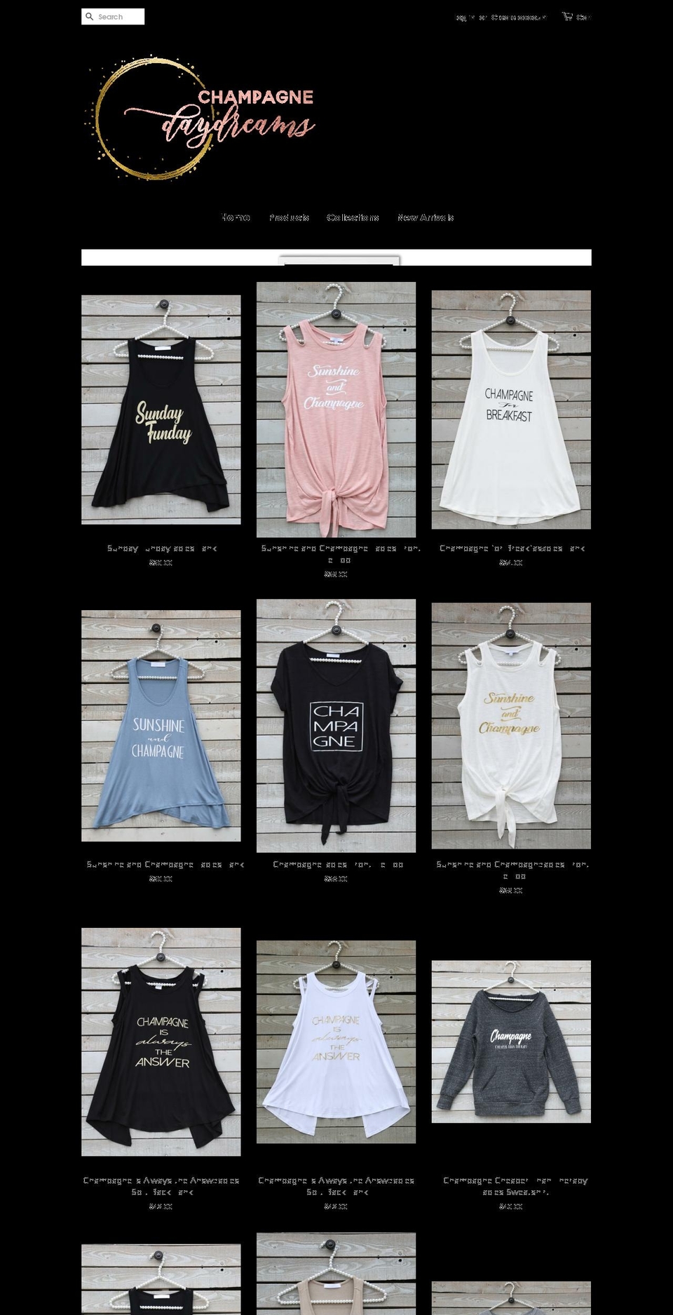 champagnedaydreams.com — Shopify storefront screenshot