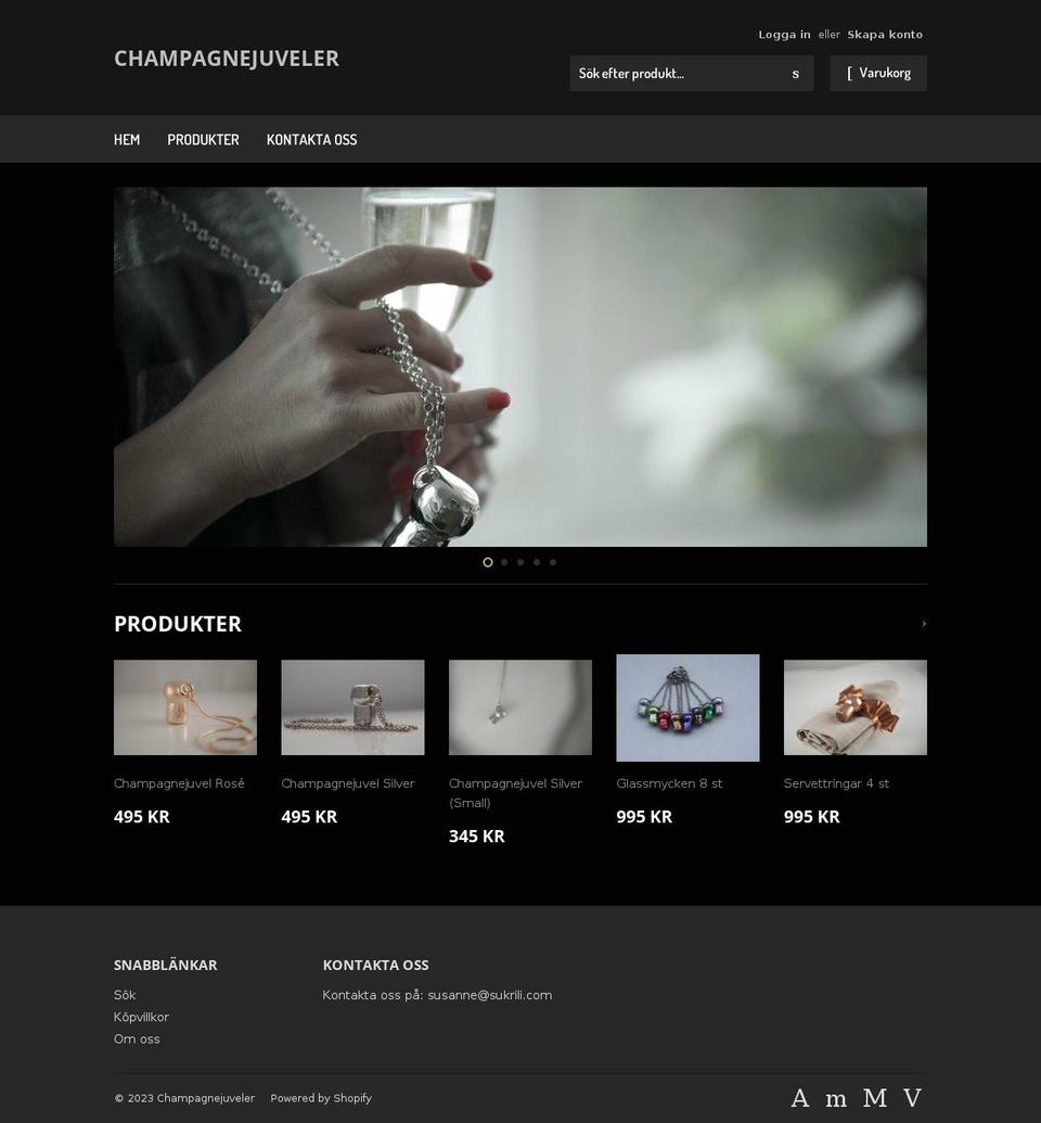 champagnejuveler.se shopify website screenshot