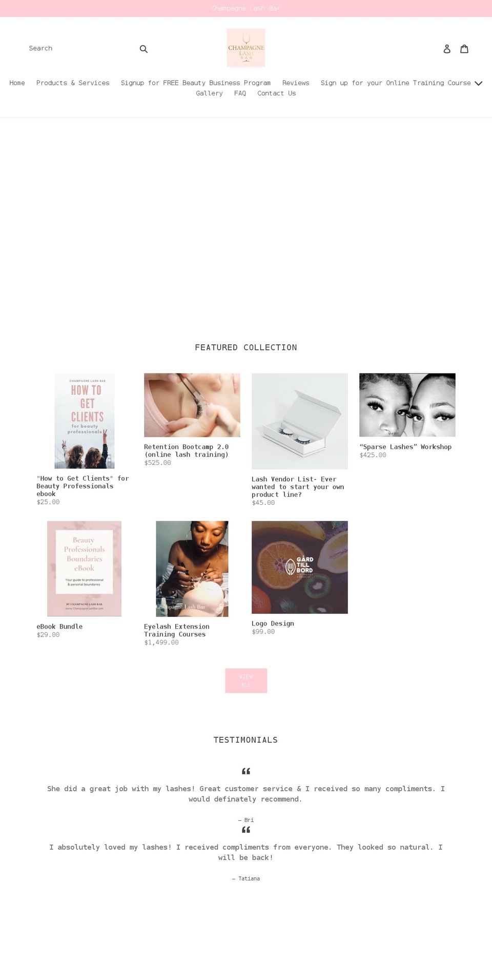 champagnelashbar.com shopify website screenshot