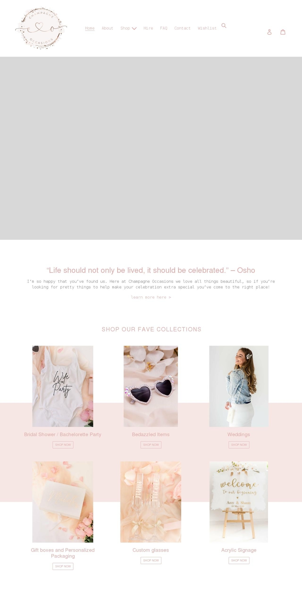 champagneoccasions.co.za shopify website screenshot