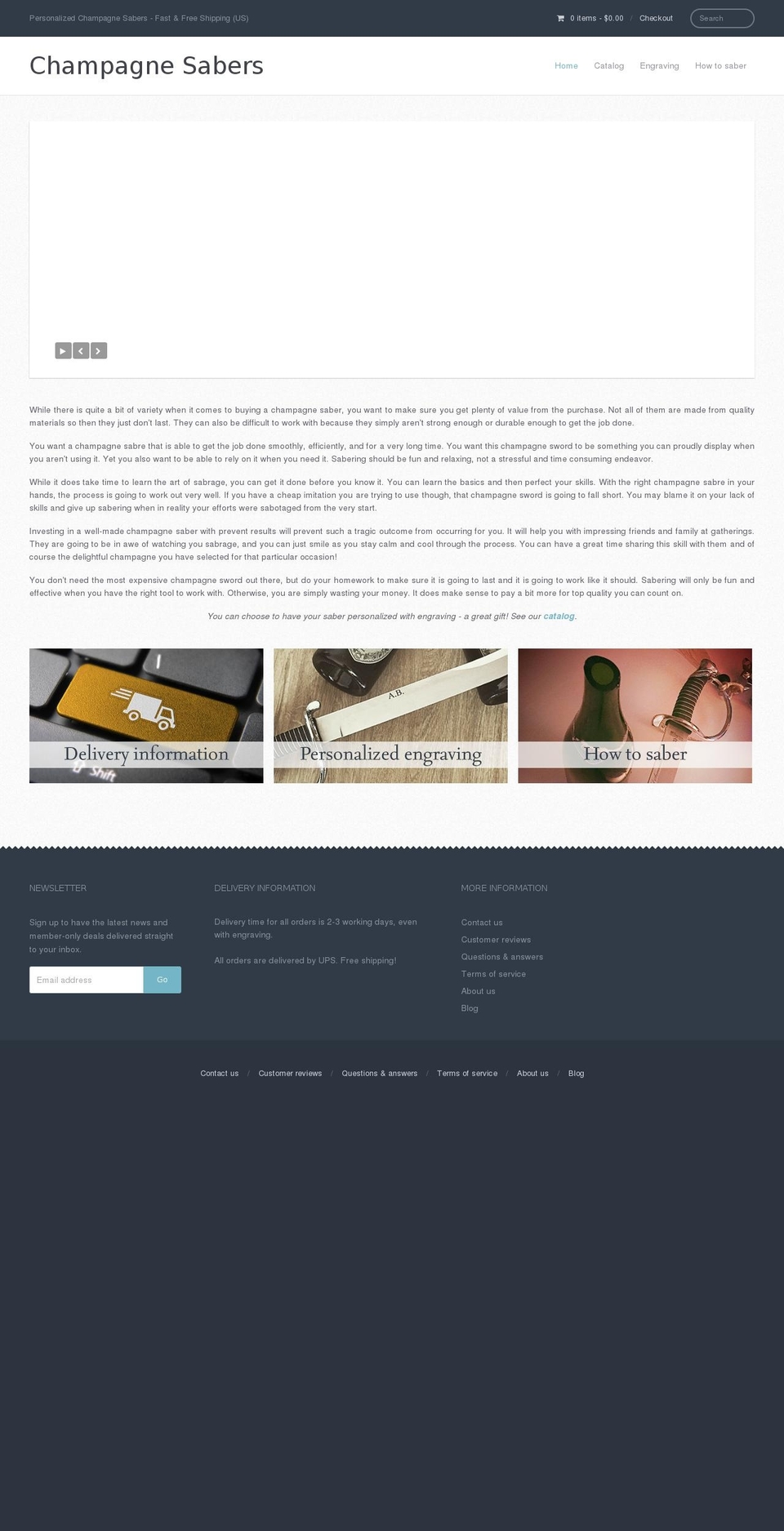 champagnesabers-us.com shopify website screenshot