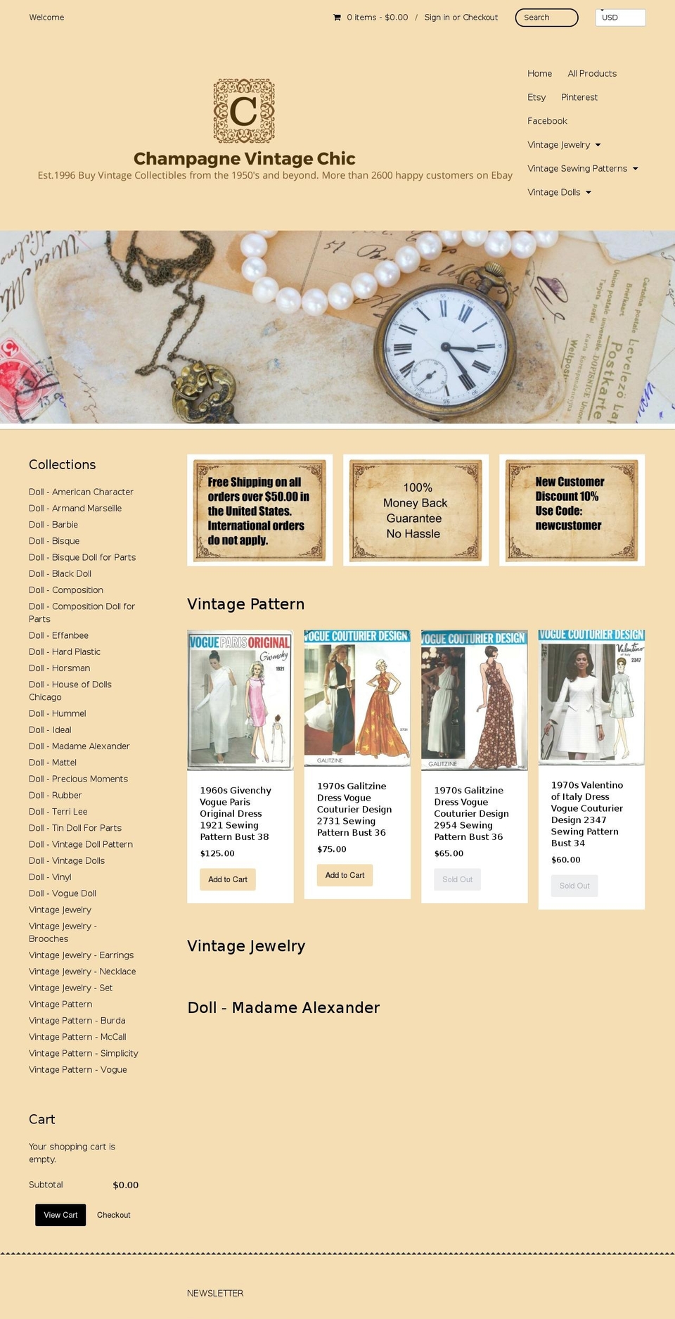 champagnevintagechic.com — Shopify storefront screenshot