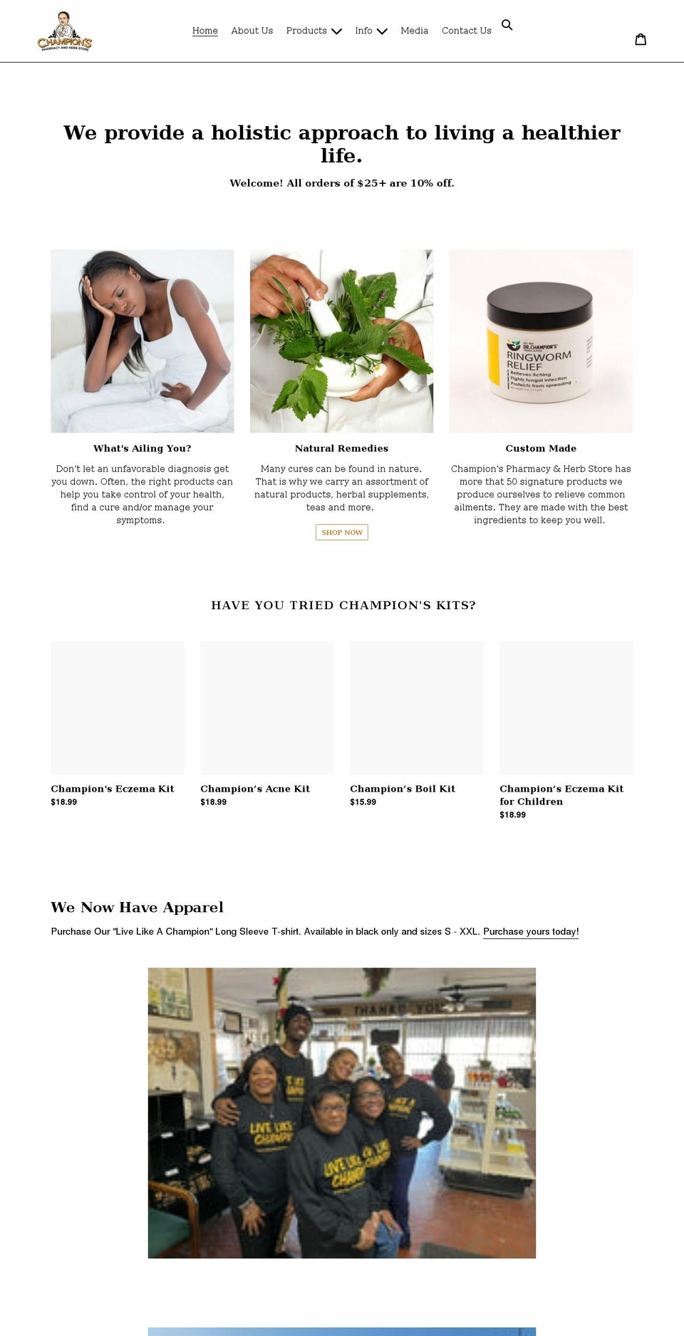 championsherbstore.com shopify website screenshot