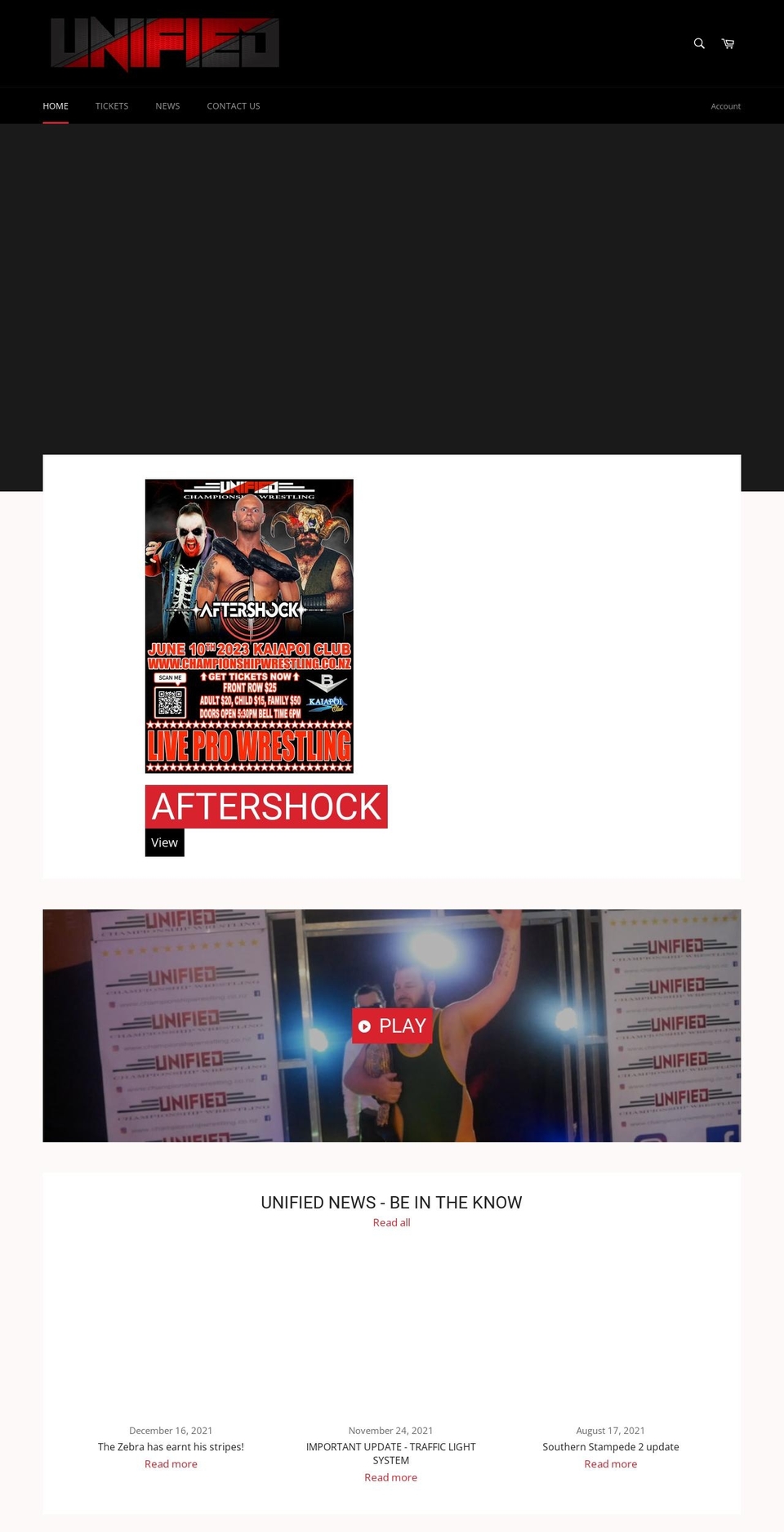 championshipwrestling.co.nz shopify website screenshot