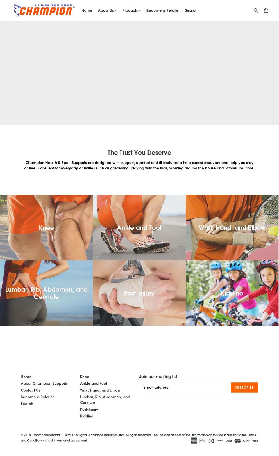 championsupports.ca shopify website screenshot