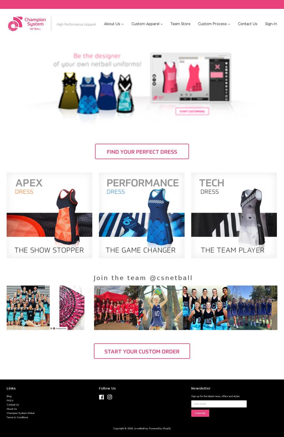 championsystemnetball.com.au shopify website screenshot