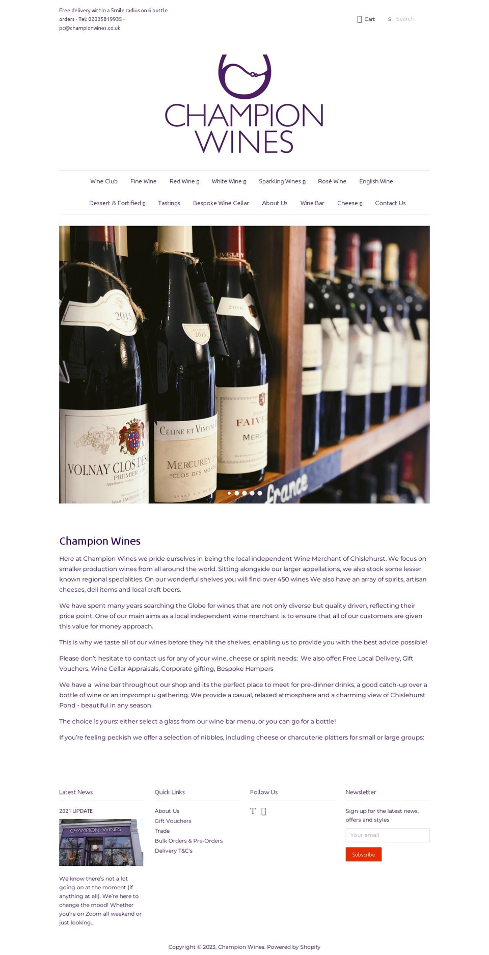 championwines.co.uk shopify website screenshot