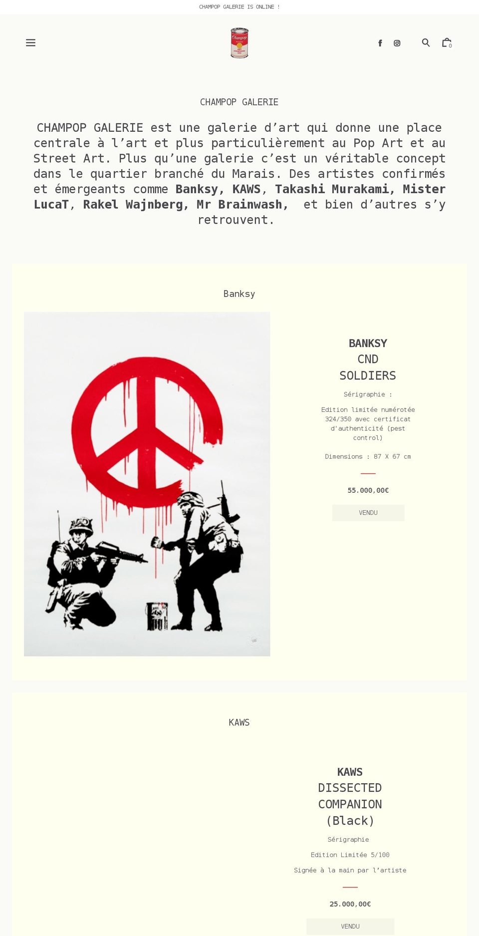 champopgalerie.com shopify website screenshot