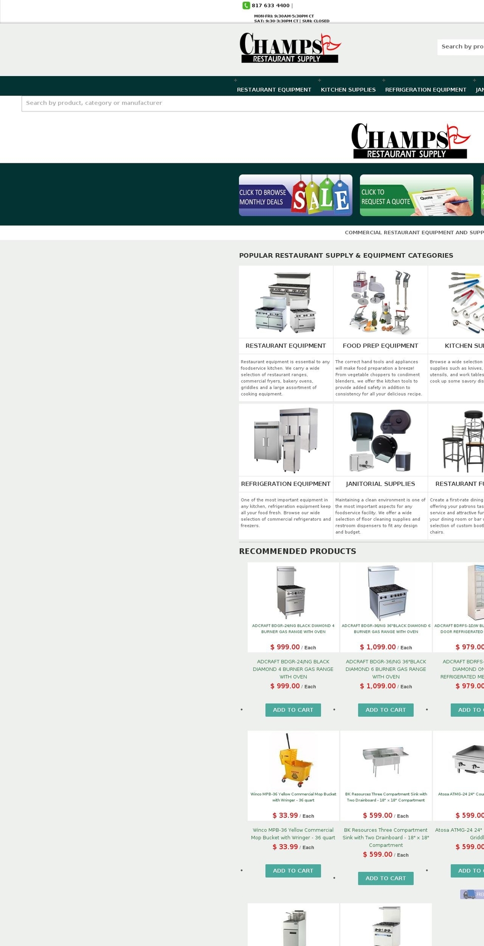 champrestaurantsupply.com shopify website screenshot