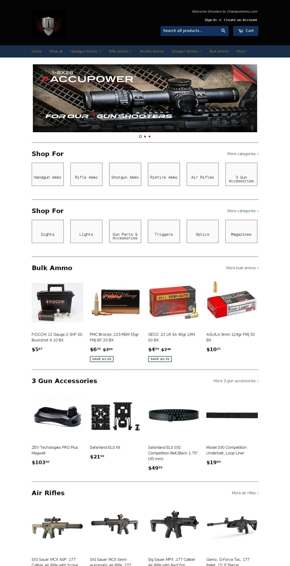 champsammo.com shopify website screenshot