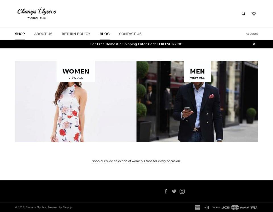 champselyseesboutiques.com — Shopify storefront screenshot
