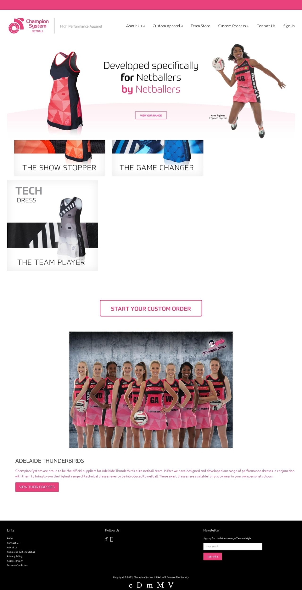 champsysnetball.uk shopify website screenshot