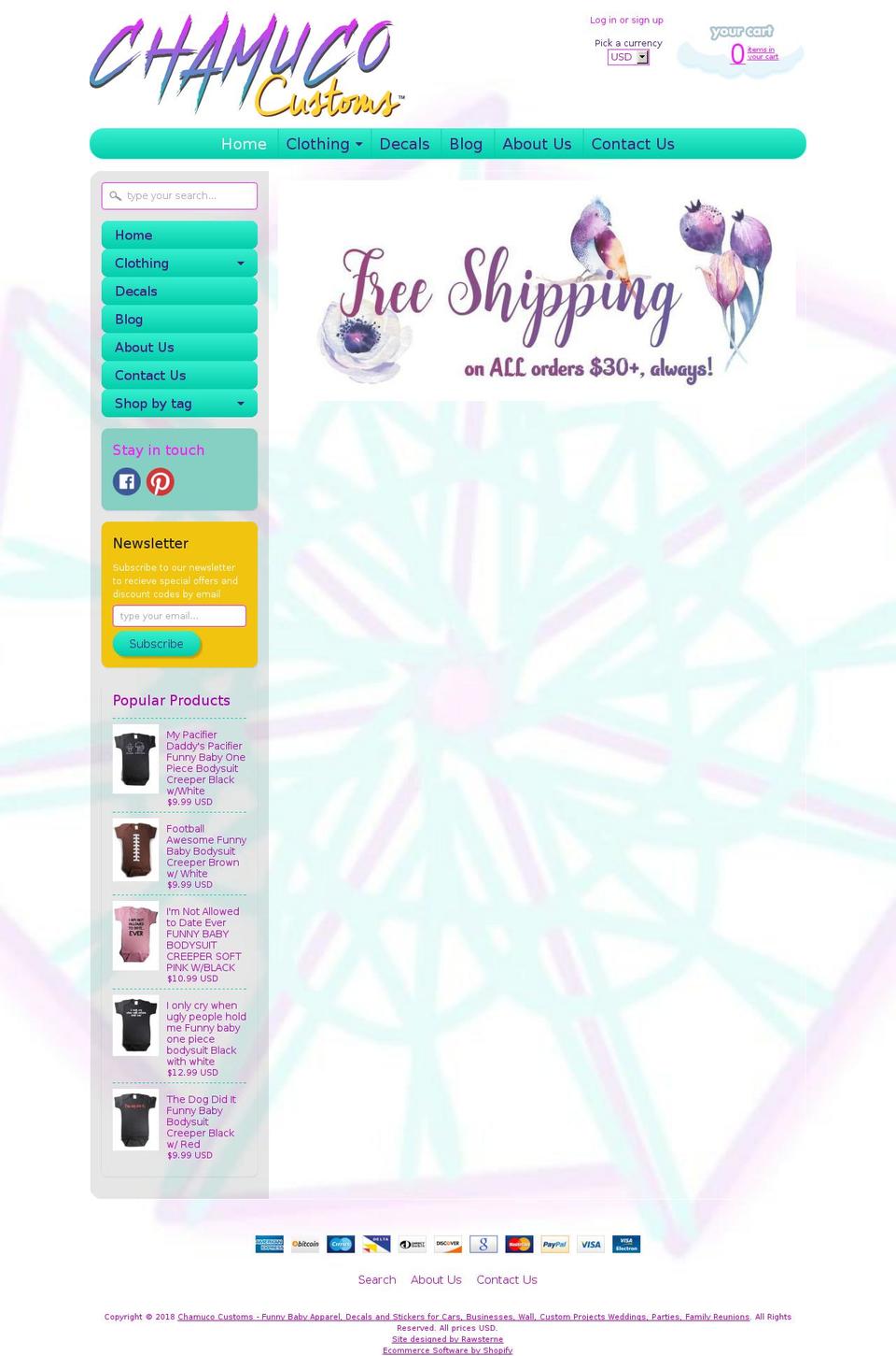 chamucocustoms.com — Shopify storefront screenshot