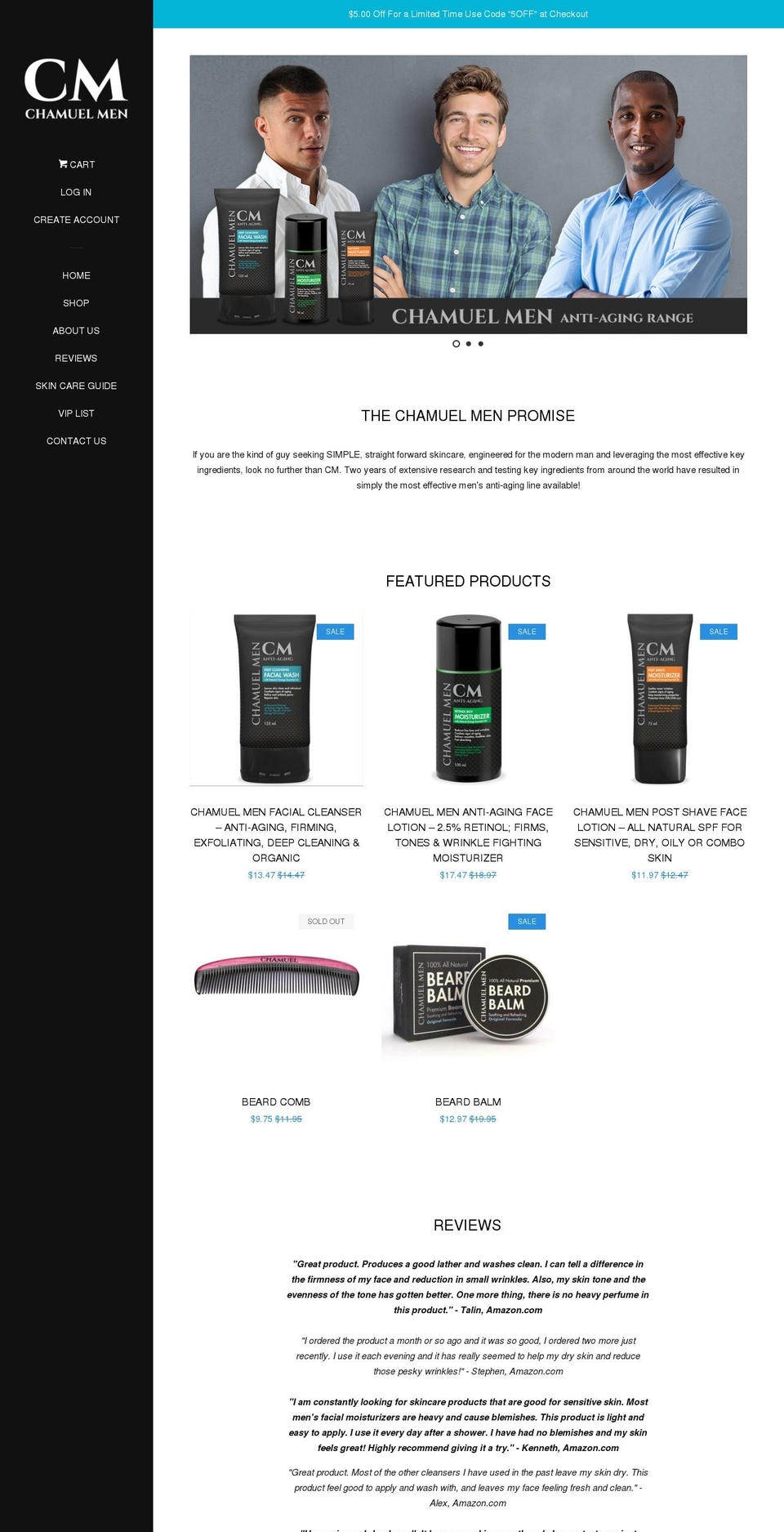 chamuelmen.com — Shopify storefront screenshot