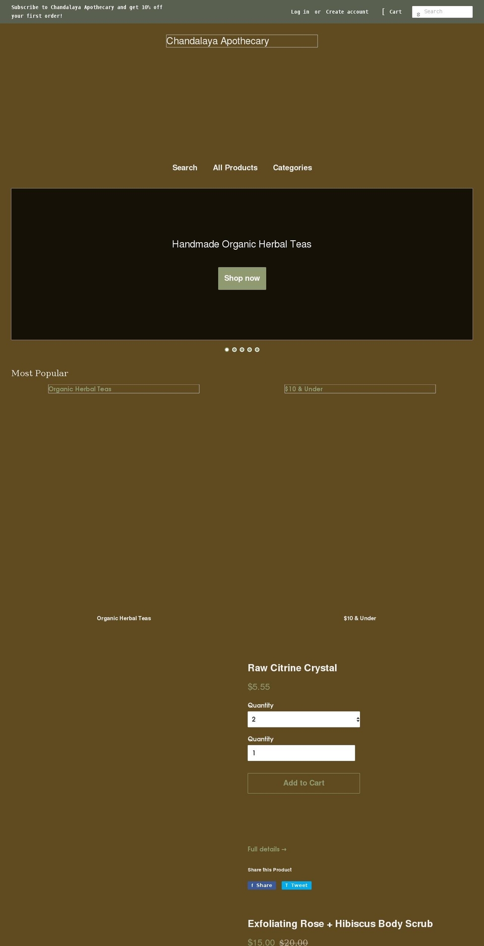 chandalayaapothecary.com shopify website screenshot
