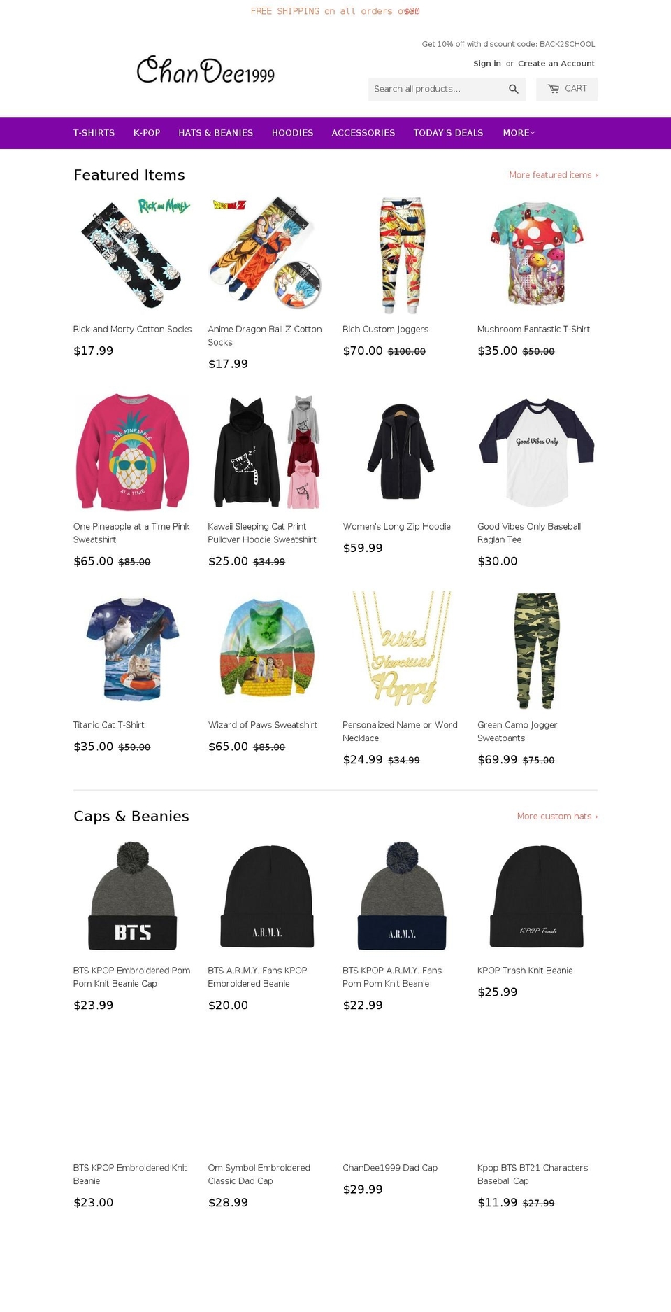 chandee1999.com shopify website screenshot