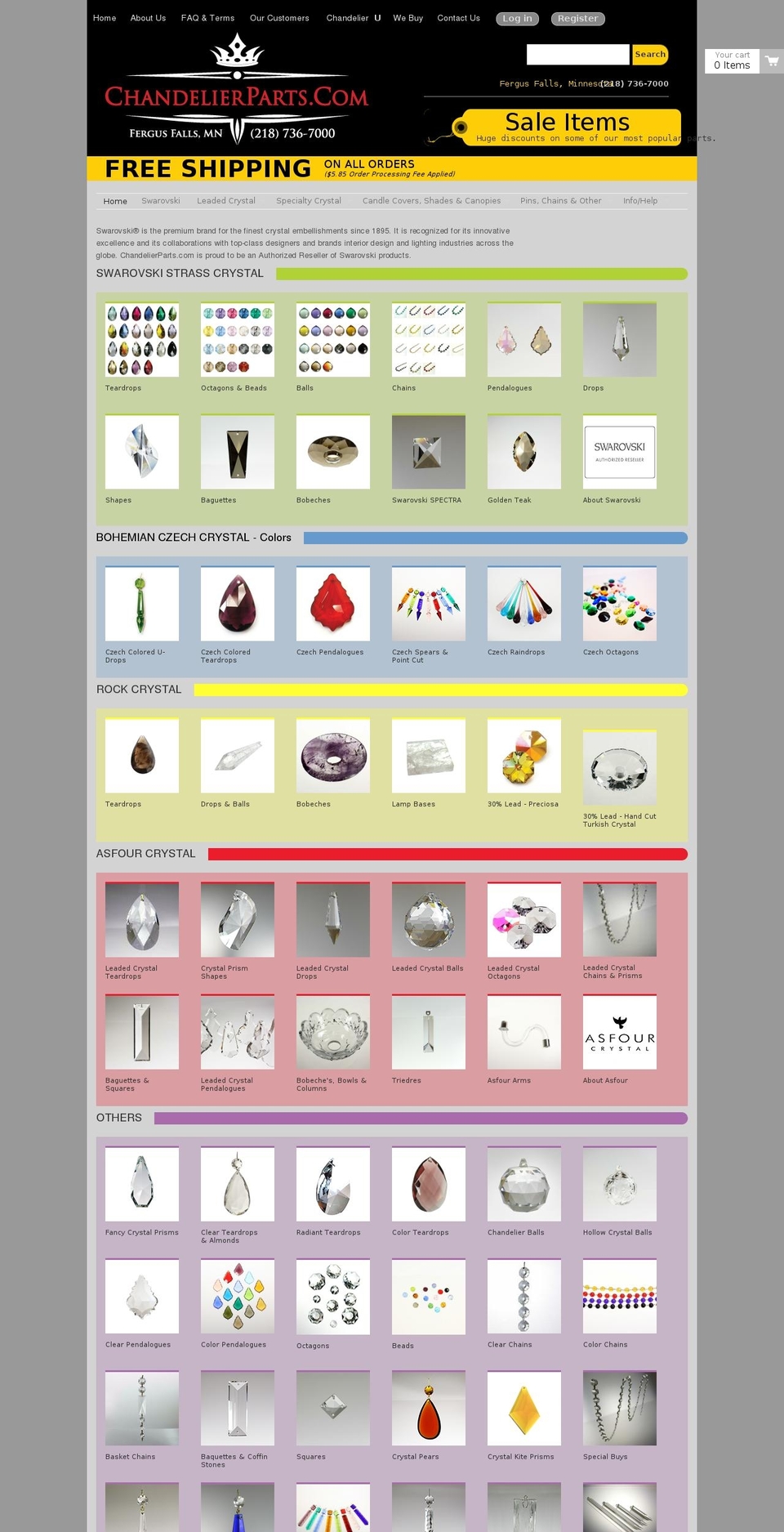 chandelier-parts.com shopify website screenshot