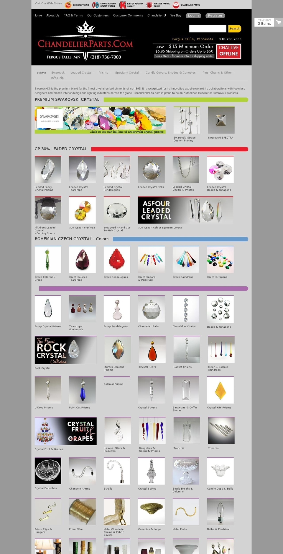chandelierparts.com shopify website screenshot