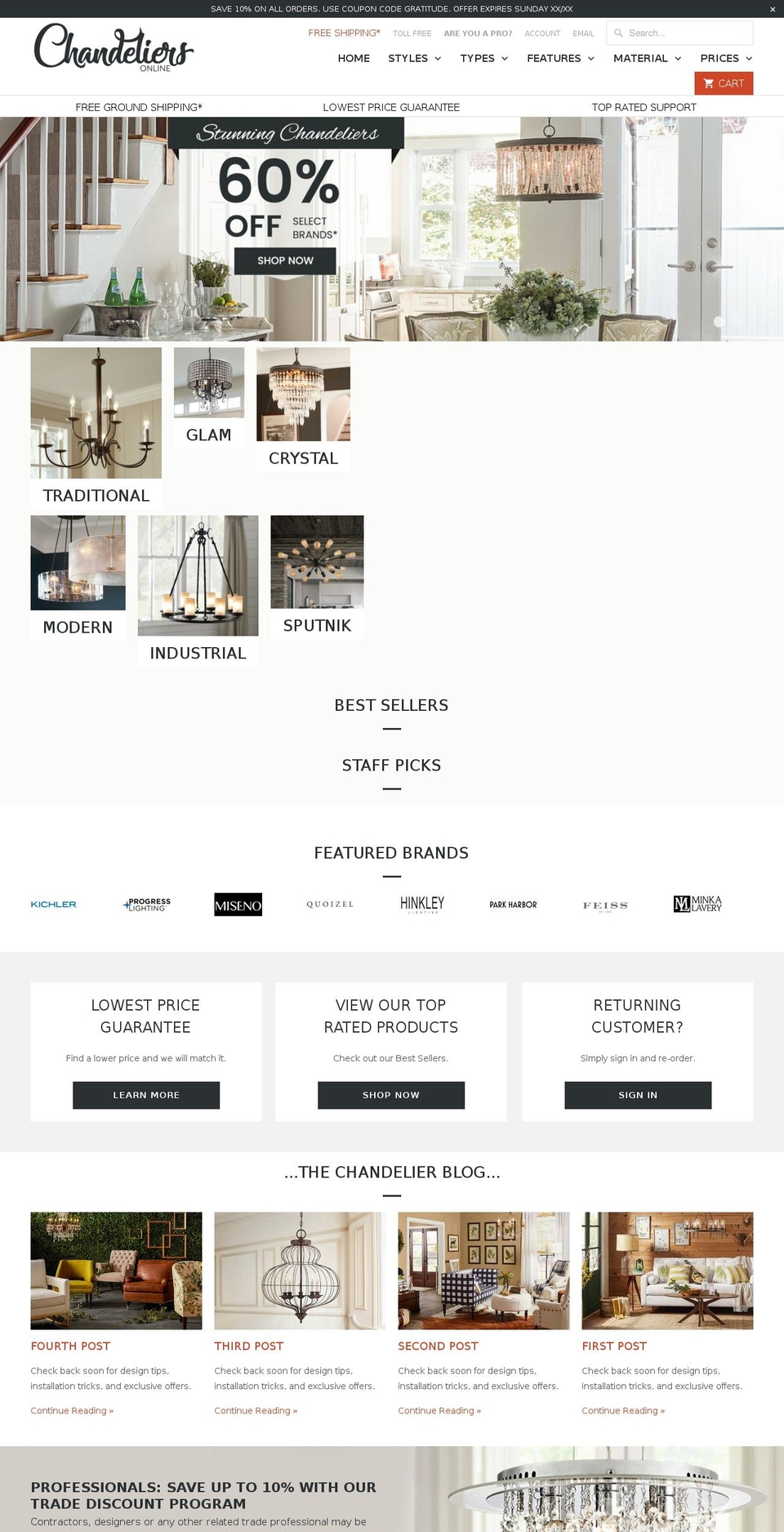 Premium Design Shopify theme site example chandeliersonline.com