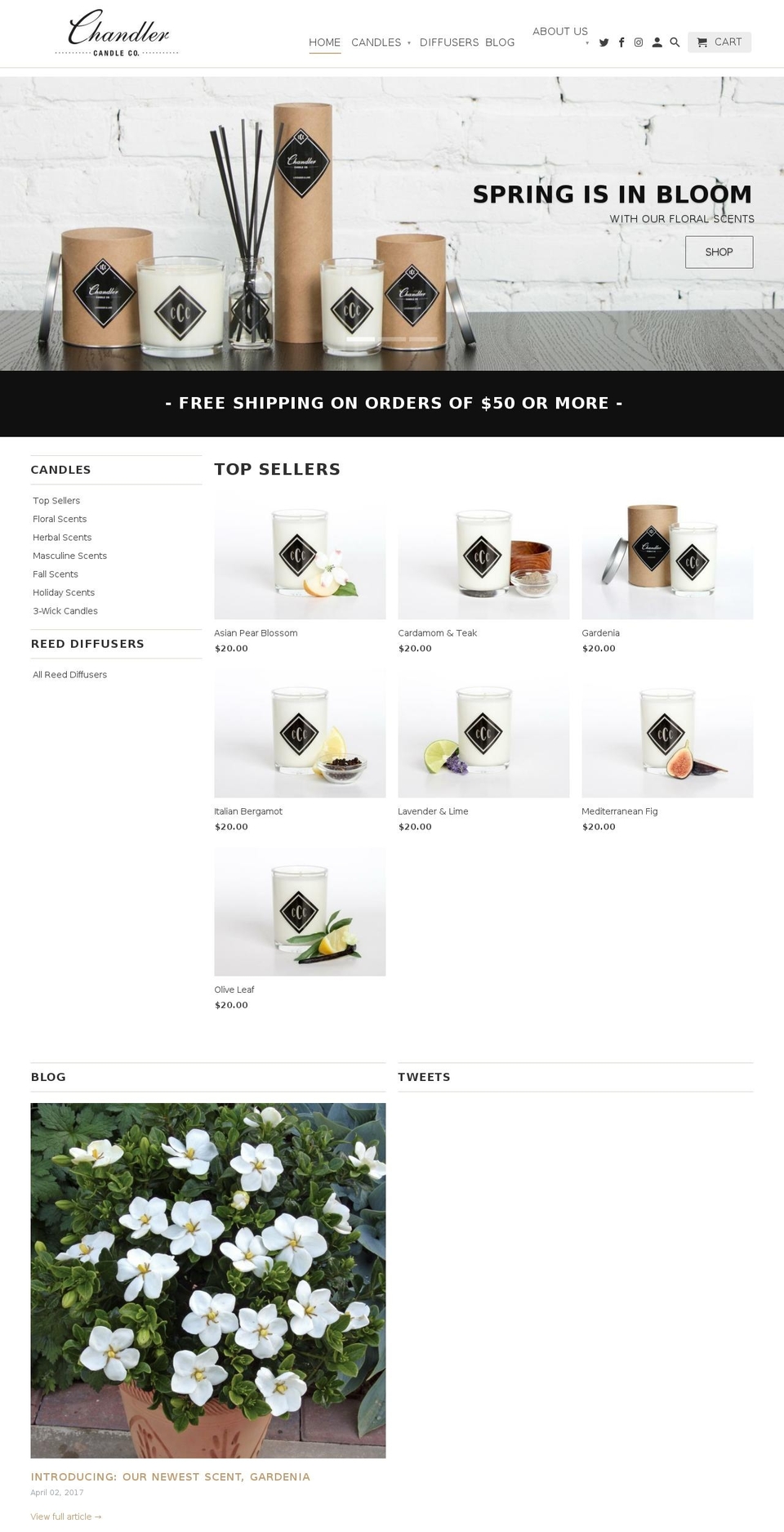 chandlercandle.com shopify website screenshot