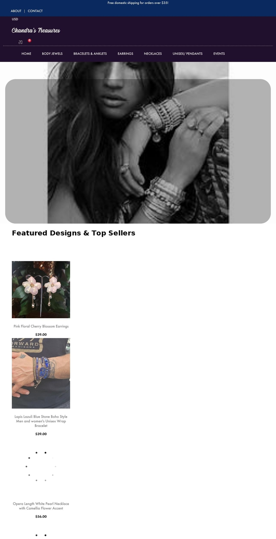 chandrastreasures.com shopify website screenshot