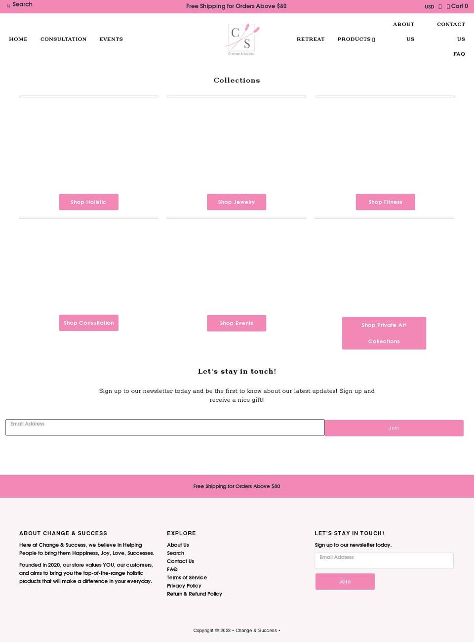 changeandsuccess.com shopify website screenshot