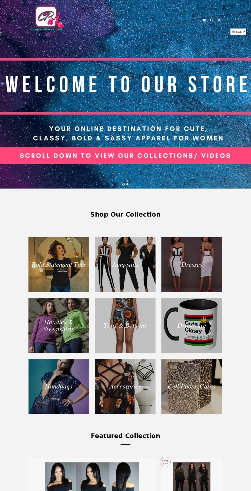 changedperceptionz.com shopify website screenshot