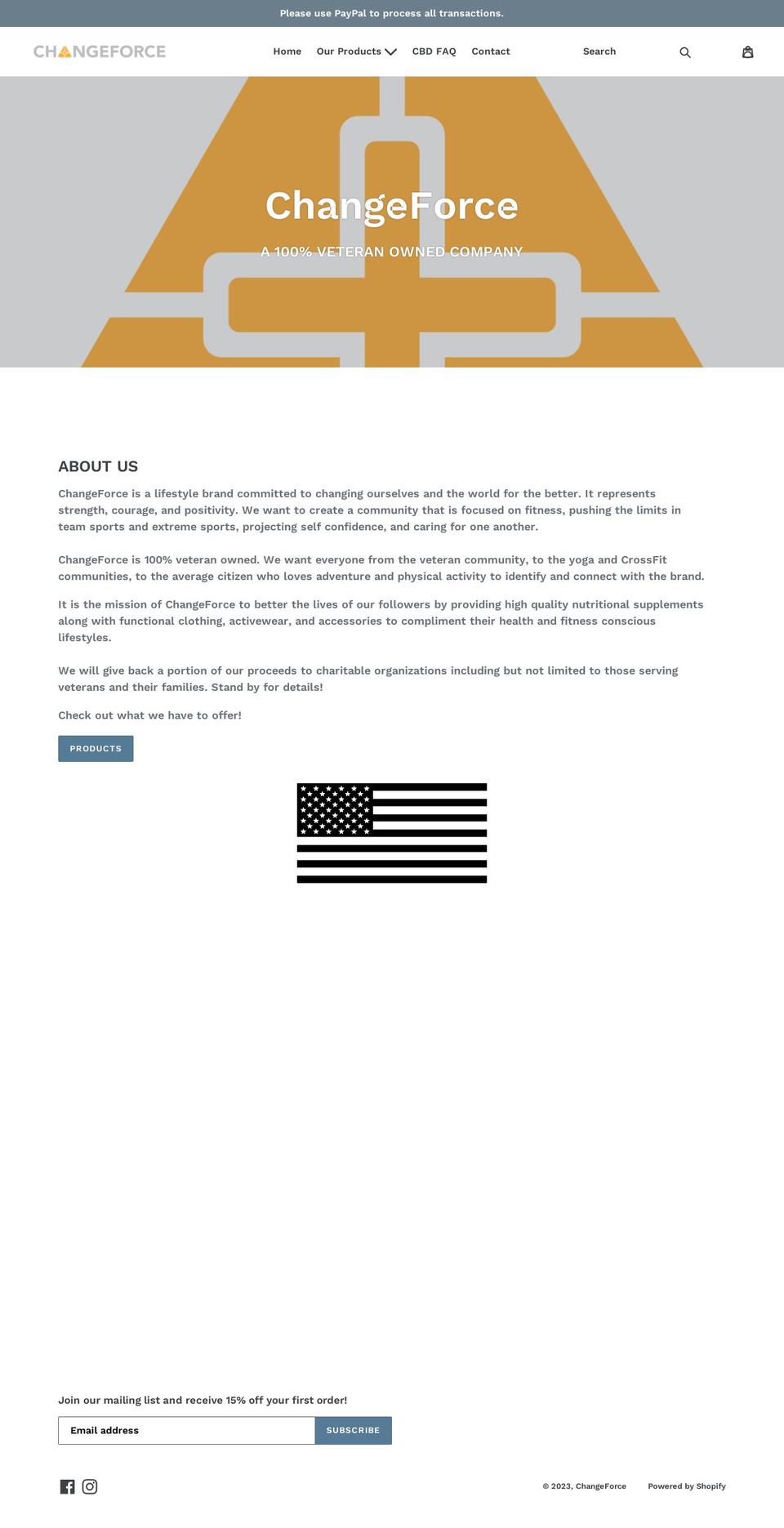 changeforcebrand.com — Shopify storefront screenshot